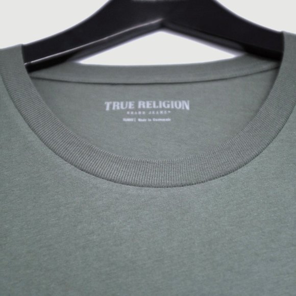 COPY - True Religion World Tour logo back t-shirt in militant green/gold - Picture 7 of 12